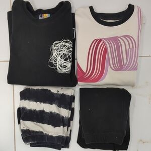 Black and White Graphic Sweatshirts and Pants Set Lot Of 4 In Good Used Shape